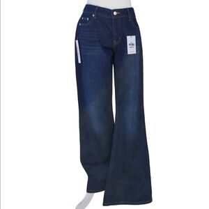 PP-DNM Princess Polly Rearview Flare Low-Rise Dark Denim Jeans Women's 8 NWT